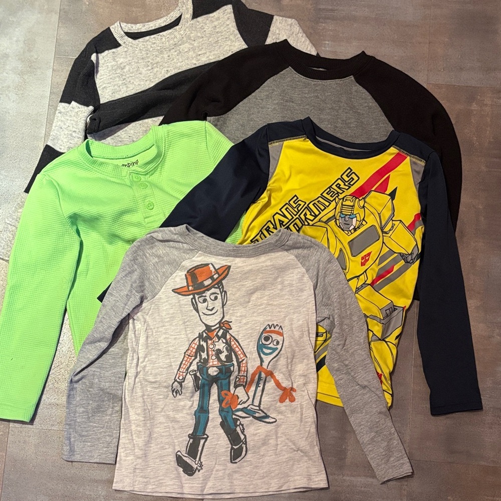 Jumping Beans Boy’s Long Sleeve Tees - Black, Gray, Green, Yellow size 5